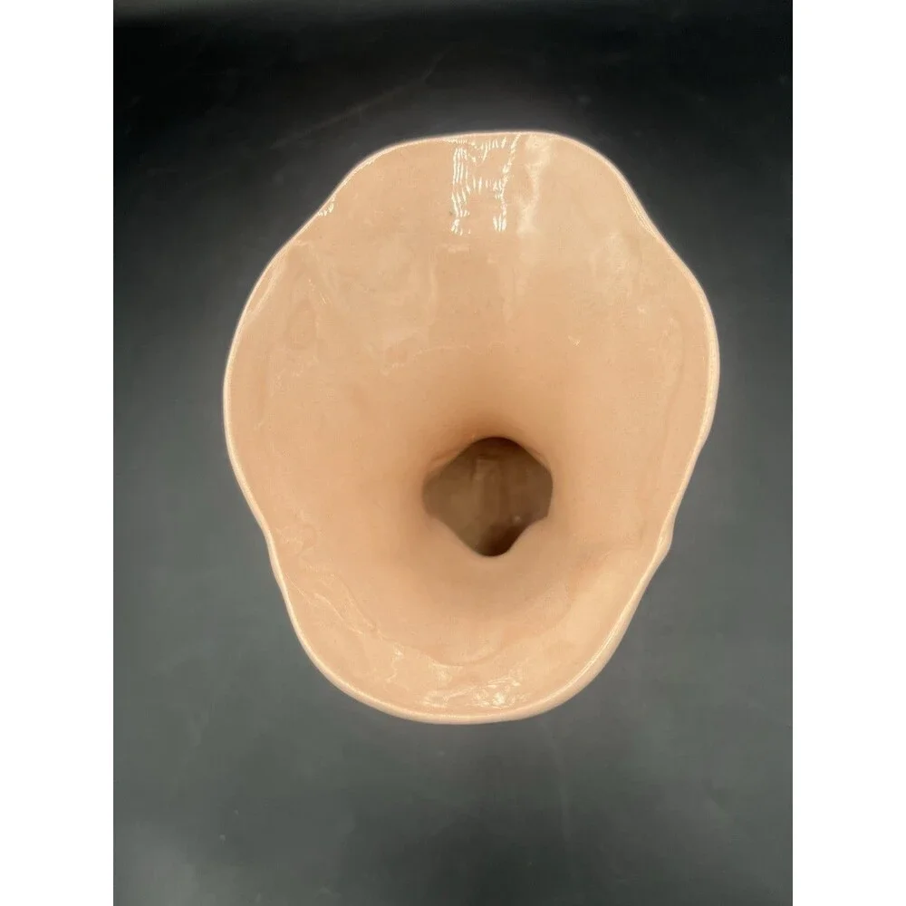 Vintage Art Deco 1940s Cornucopia Vase #1133 - Mauve Pink Glaze MCM Pottery
